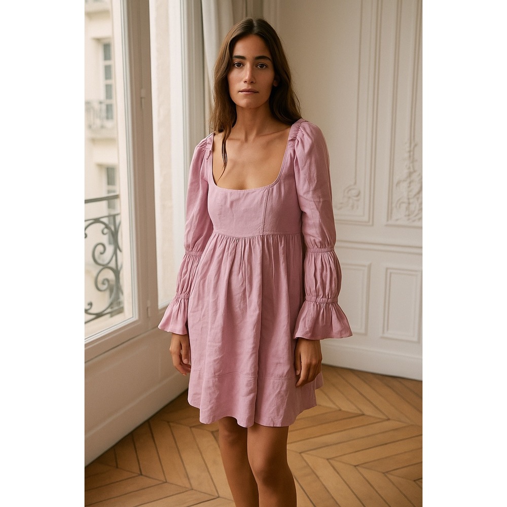 Anthropologie Pilcro NWT Corduroy Square Neck Babydoll Dress Puff Sleeve Size XS